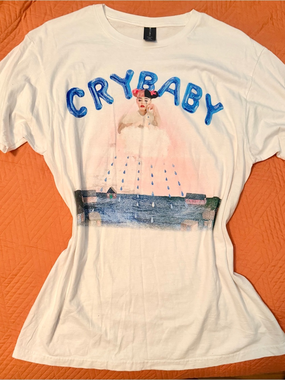 Melanie Martinez Crybaby Graphic Tee in White with Blue Lettering